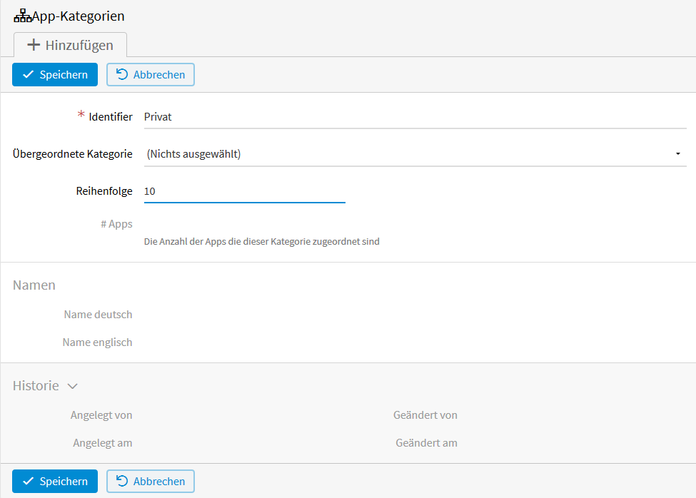 App-Kategorie anlegen