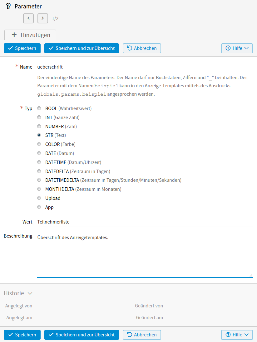 Parameter Erweiterte Funktionen Von Livingapps Dokumentation