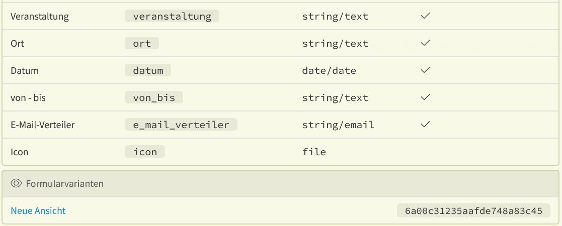 Feld-Information Ziel applookup