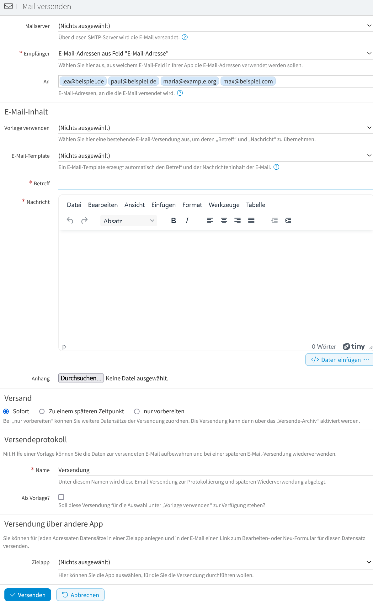 Konfiguration der E-Mail