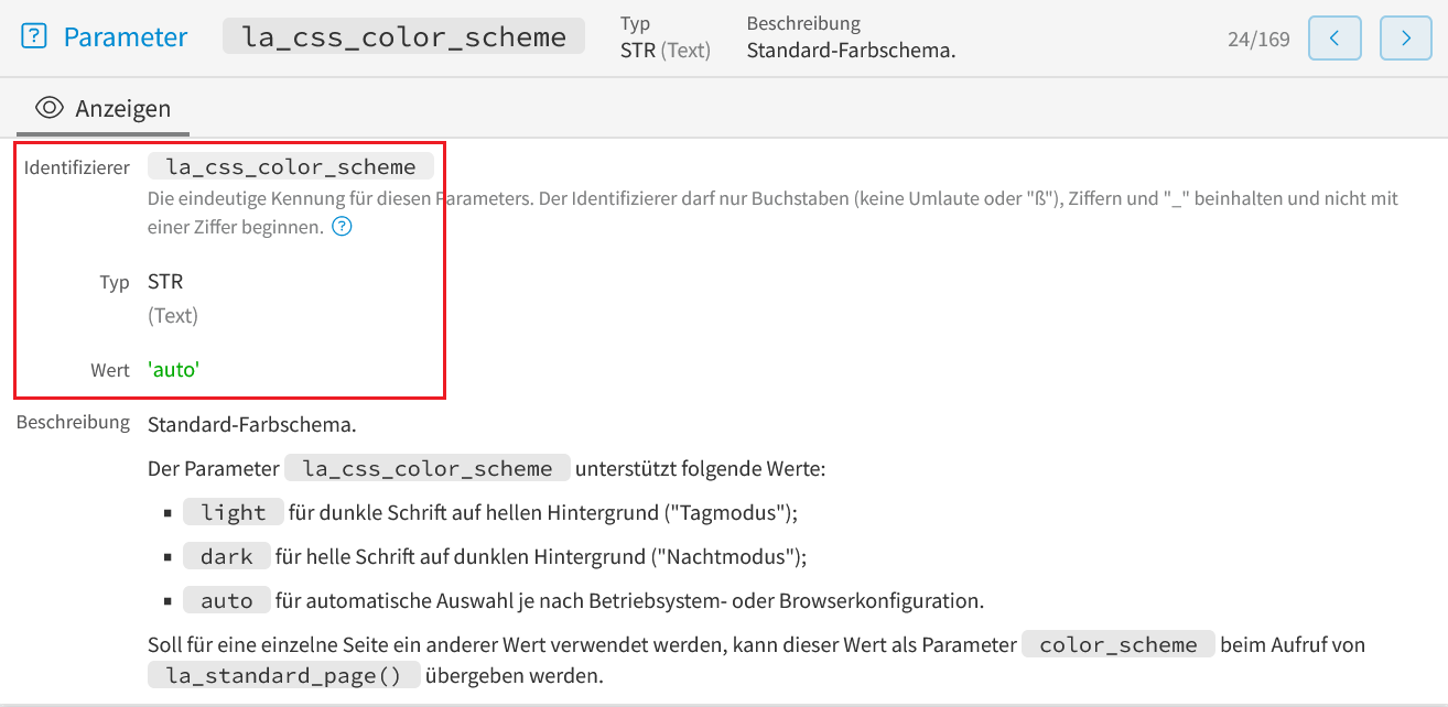 Parameter aus Library auswählen
