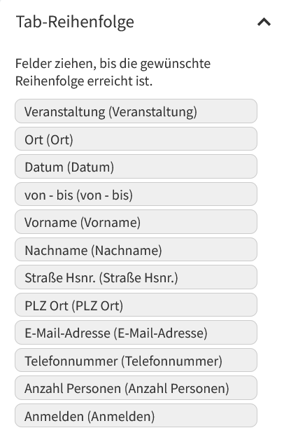 Tab-Reihenfolge ändern