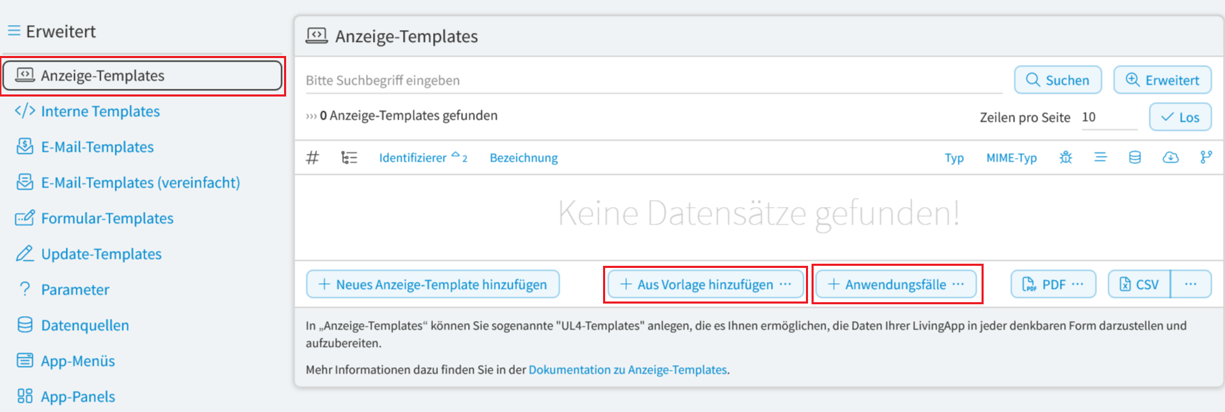 Aus Vorlage hinzufügen
