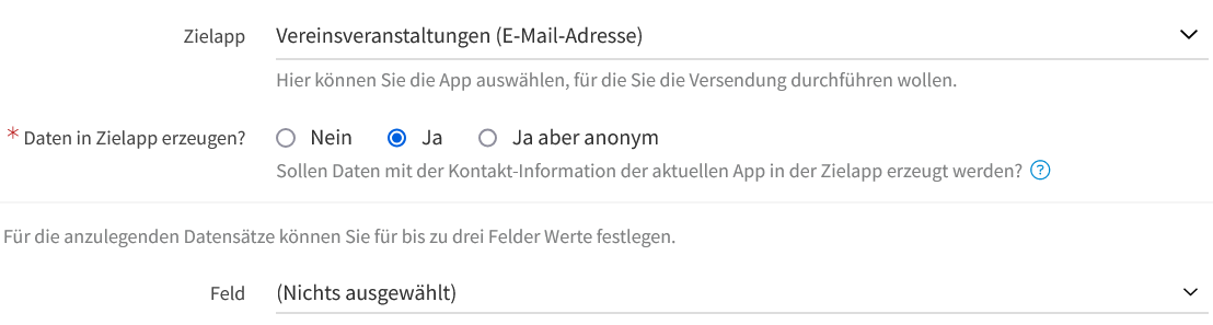 Versendung über Zielapp