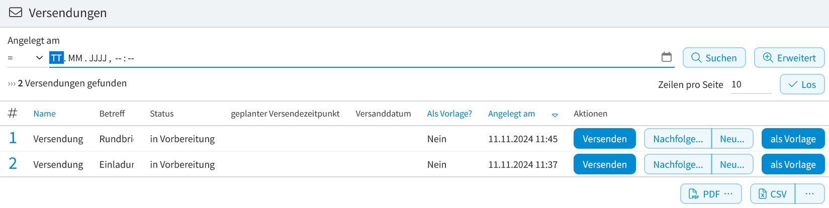 Versendungen